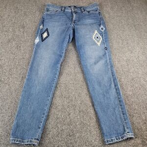 Chaps Womens Size 12 Embroidered Southwestern Straight Leg Jeans Medium Wash